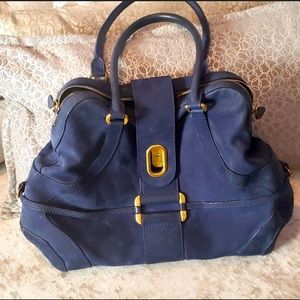 Rare Alexander McQueen Novak navy nubuck leather bag